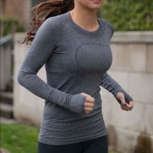 Grey Swiftly Tech Long Sleeve Crew